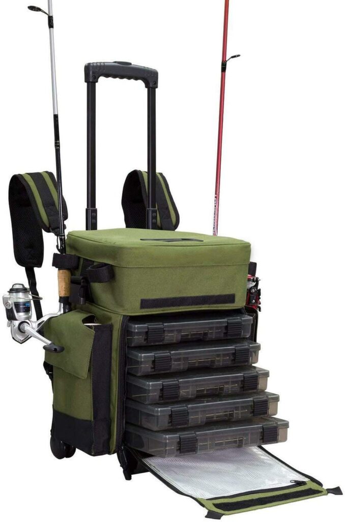 Elkton Outdoors Rolling Waterproof Fishing Tackle Storage Bag Backpack