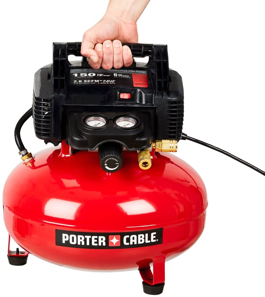 PORTER-CABLE Air Compressor, 6-Gallon, Pancake, Oil-Free (C2002)