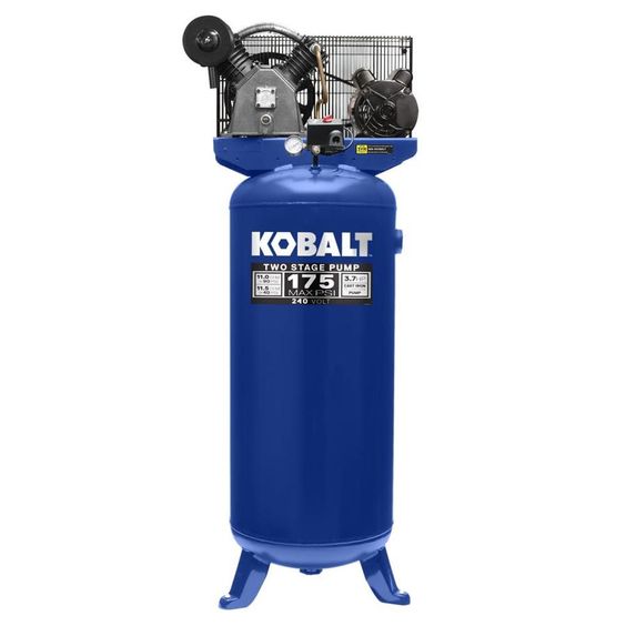 Kobalt 60-Gallon Two Stage Corded Electric Vertical Air Compressor Accessories Included