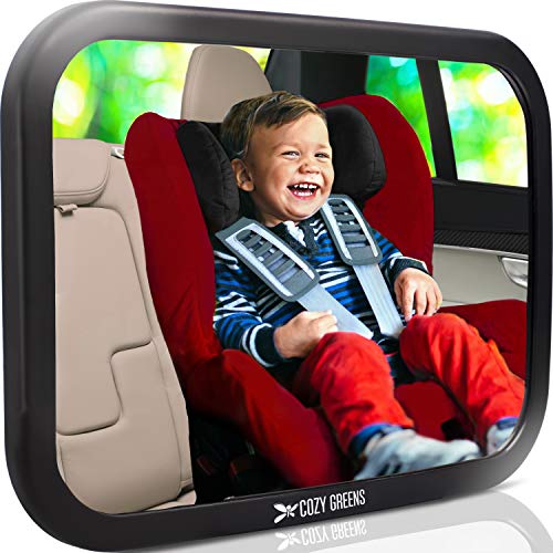 Shatterproof Baby Car Mirror, Fully View Infant in Rear Facing Car Seat - Newborn Safety, Crash Tested & Extra Wide, Crystal Clear, 100% Lifetime Satisfaction Guarantee, Easy to Install by COZY GREENS