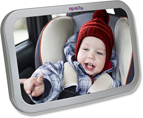 EPAuto Baby Car Back Seat Mirror for Baby and Mom Rear Facing View, Wide Convex Shatterproof Glass and Fully Assembled Crash Tested