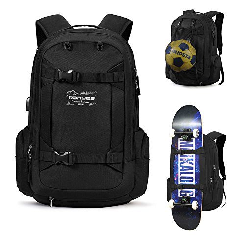 Skateboard Backpack Basketball Travel School Backpack 17.3 Inch Laptop Bag