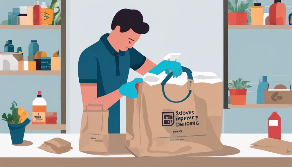 sanitize delivery bags frequently